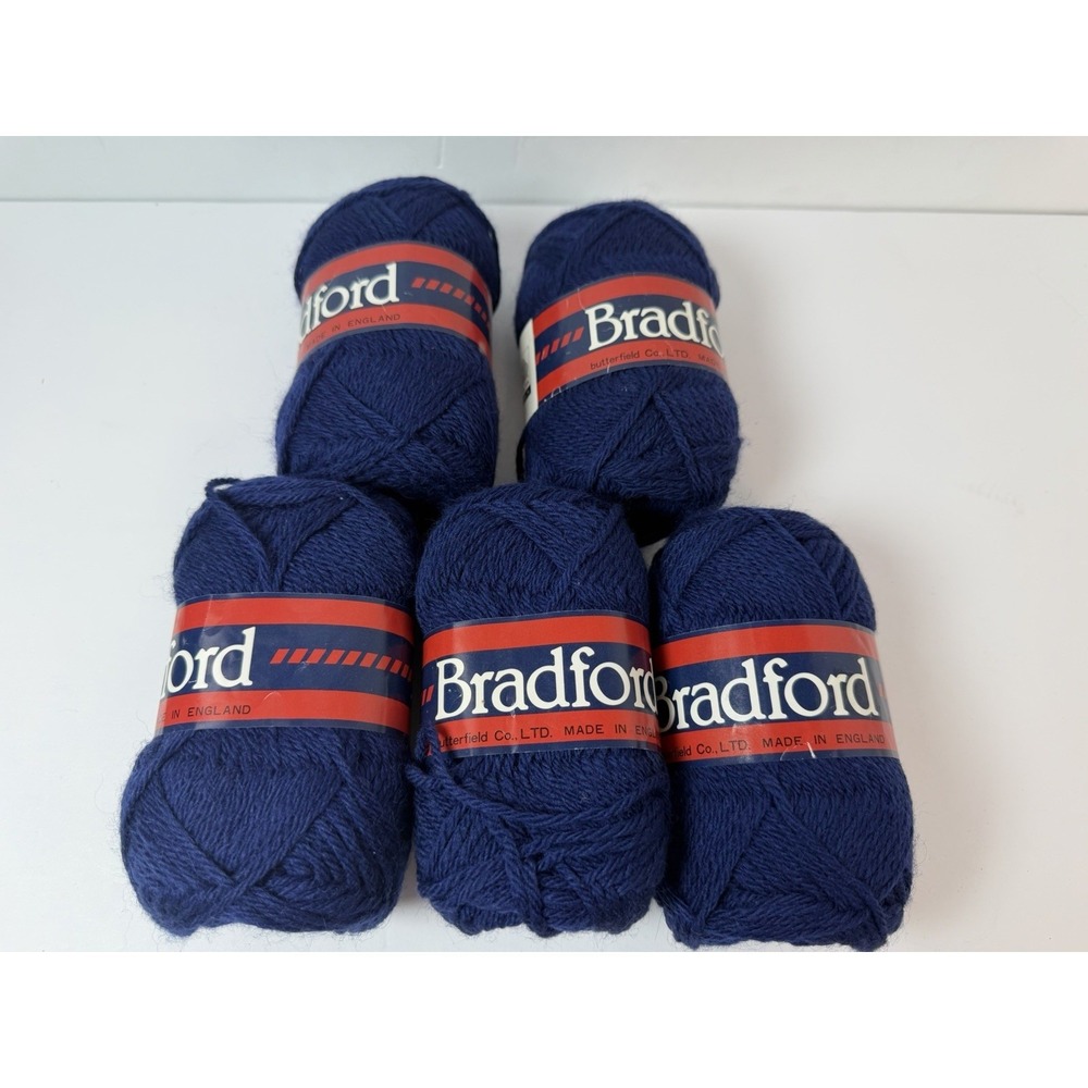 Bradford 100% Wool Yarn Lot 5 Skeins Blue‎ Made England Butterfield Co 50g Each